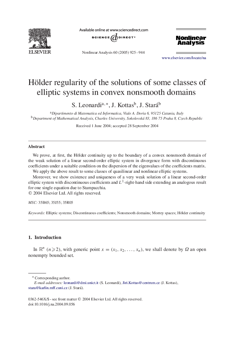 Hölder regularity of the solutions of some classes of elliptic systems in convex nonsmooth domains