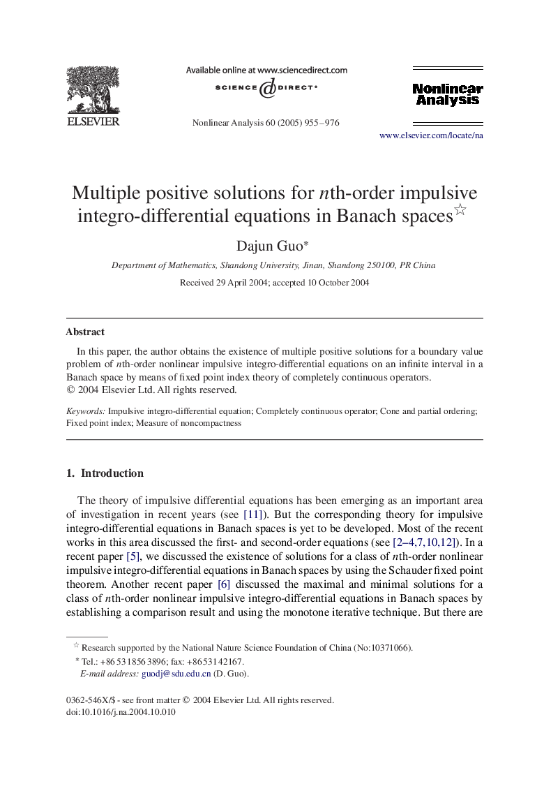 Multiple positive solutions for nth-order impulsive integro-differential equations in Banach spaces