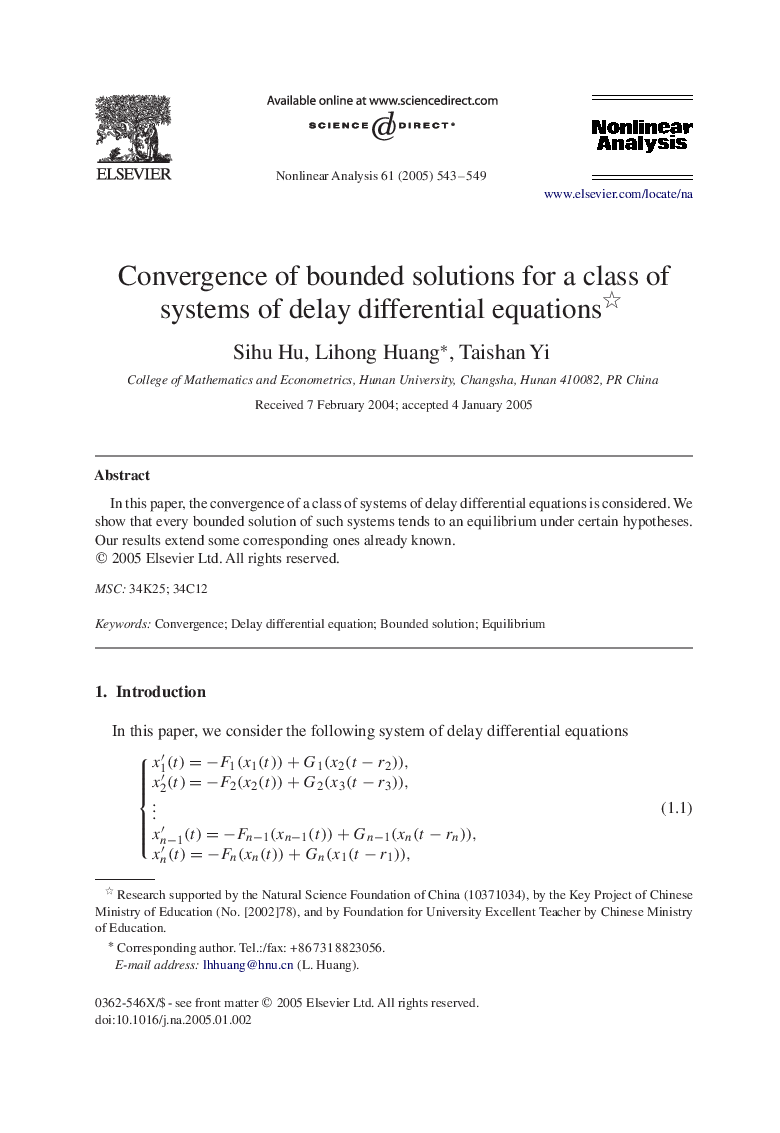 Convergence of bounded solutions for a class of systems of delay differential equations