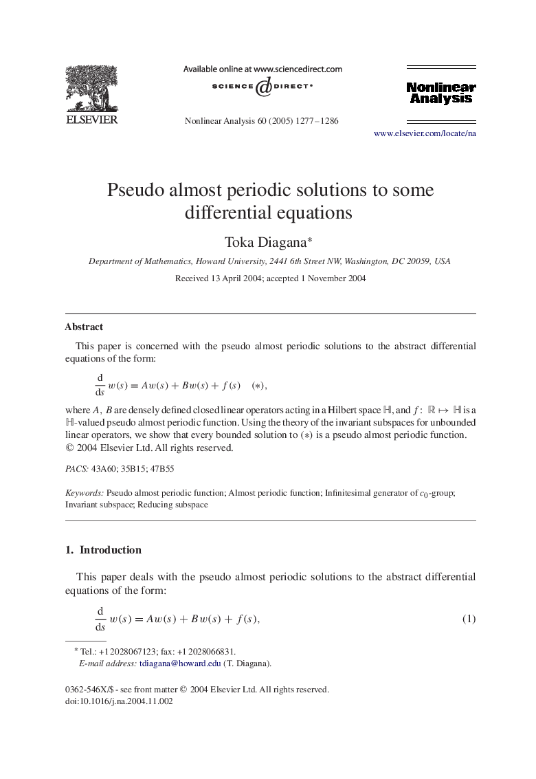 Pseudo almost periodic solutions to some differential equations