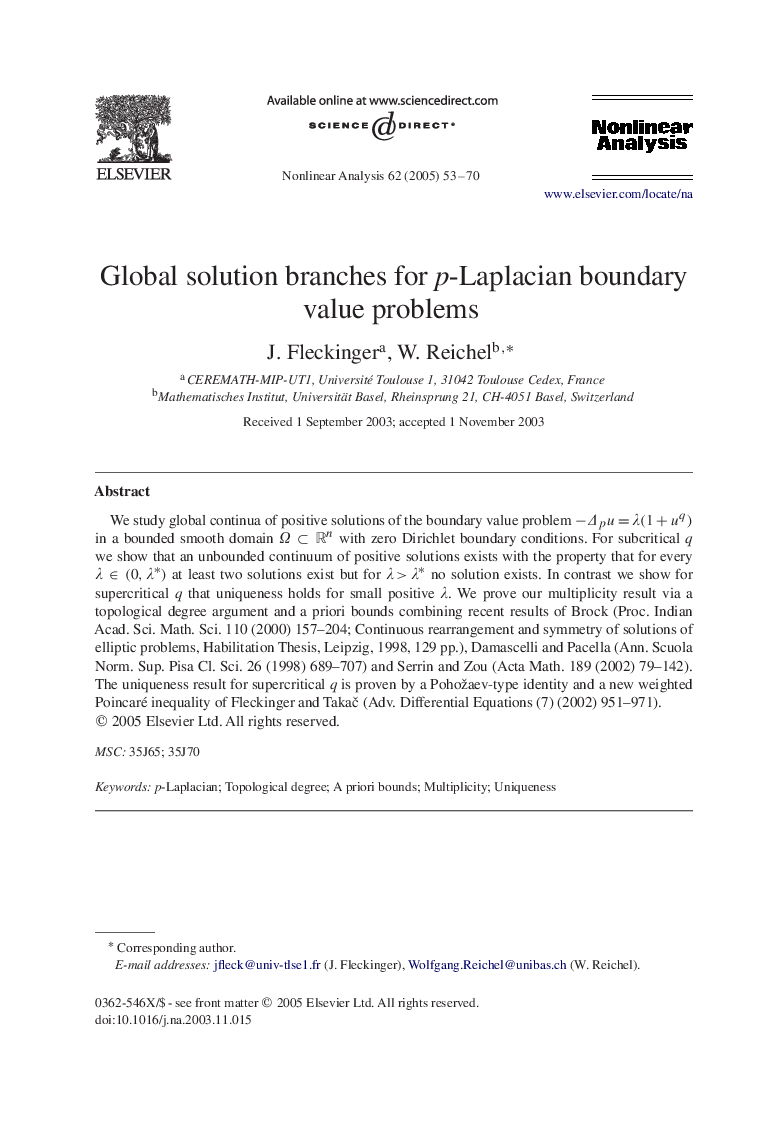 Global solution branches for p-Laplacian boundary value problems