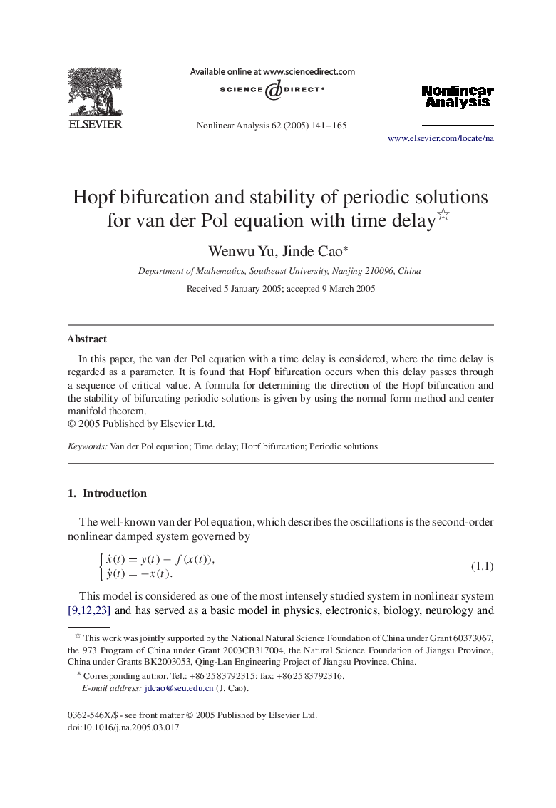 Hopf bifurcation and stability of periodic solutions for van der Pol equation with time delay