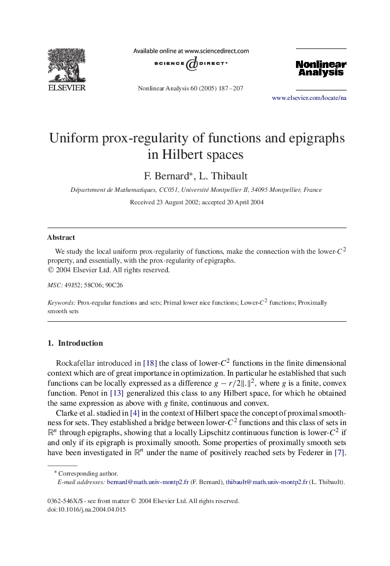 Uniform prox-regularity of functions and epigraphs in Hilbert spaces