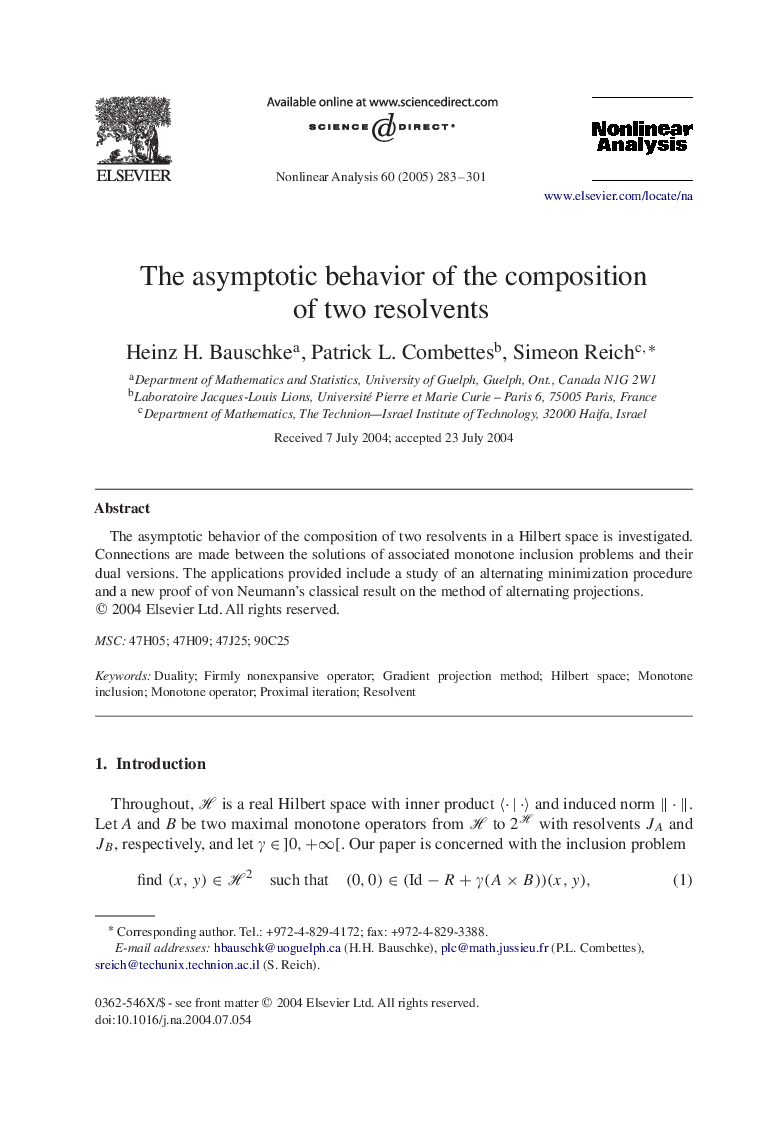 The asymptotic behavior of the composition of two resolvents