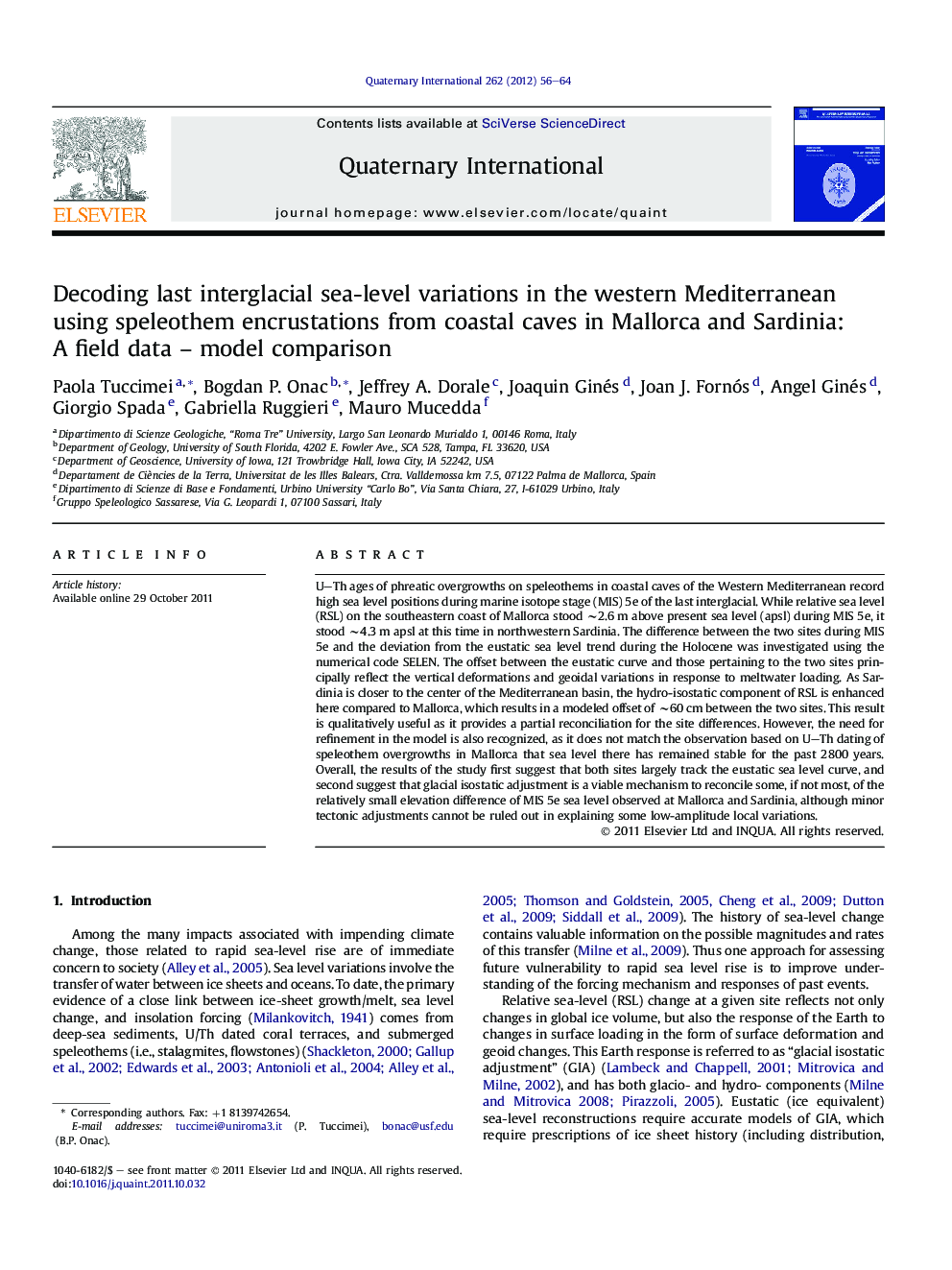 Decoding last interglacial sea-level variations in the western Mediterranean using speleothem encrustations from coastal caves in Mallorca and Sardinia: A field data -- model comparison