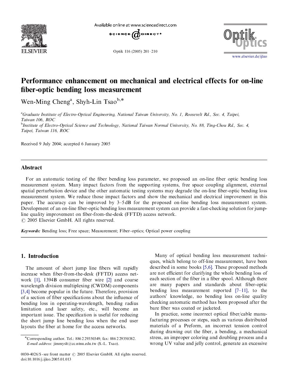 Performance enhancement on mechanical and electrical effects for on-line fiber-optic bending loss measurement