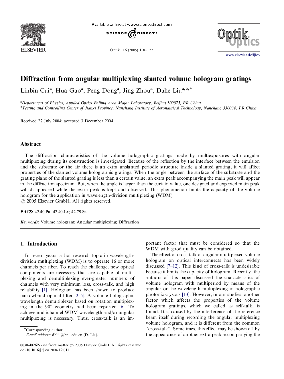 Diffraction from angular multiplexing slanted volume hologram gratings