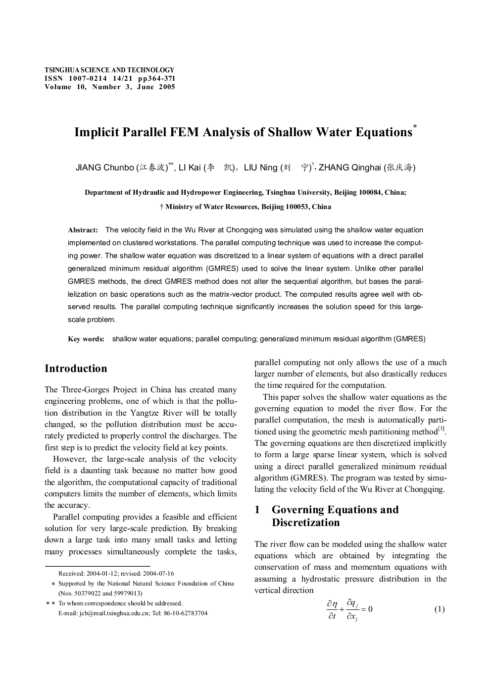 Implicit Parallel FEM Analysis of Shallow Water Equations