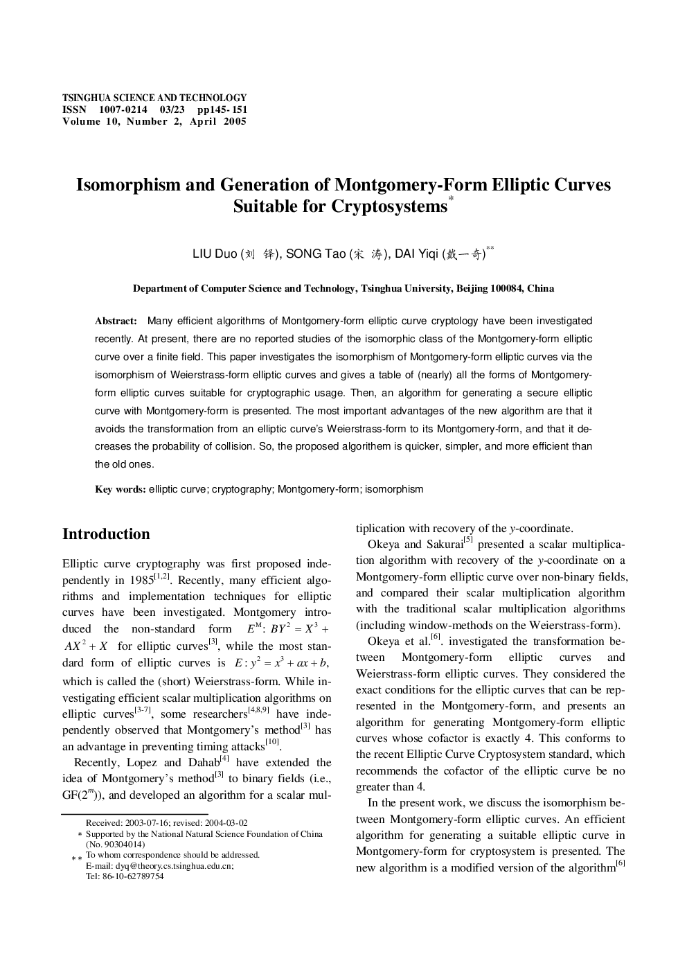 Isomorphism and Generation of Montgomery-Form Elliptic Curves Suitable for Cryptosystems