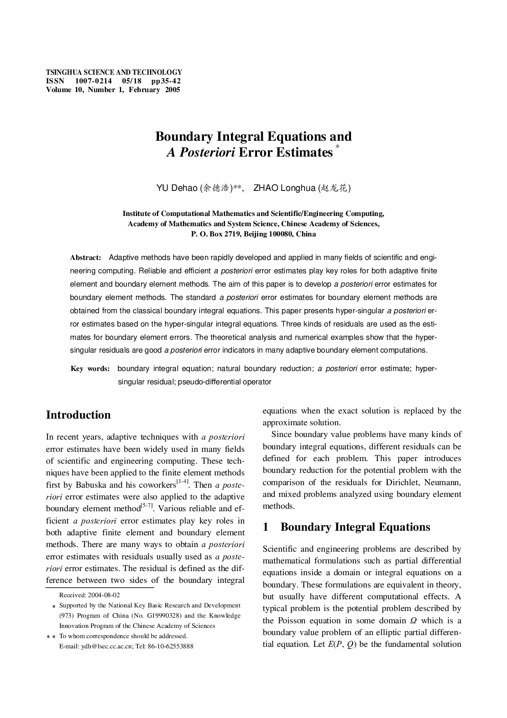 Boundary Integral Equations and A Posteriori Error Estimates