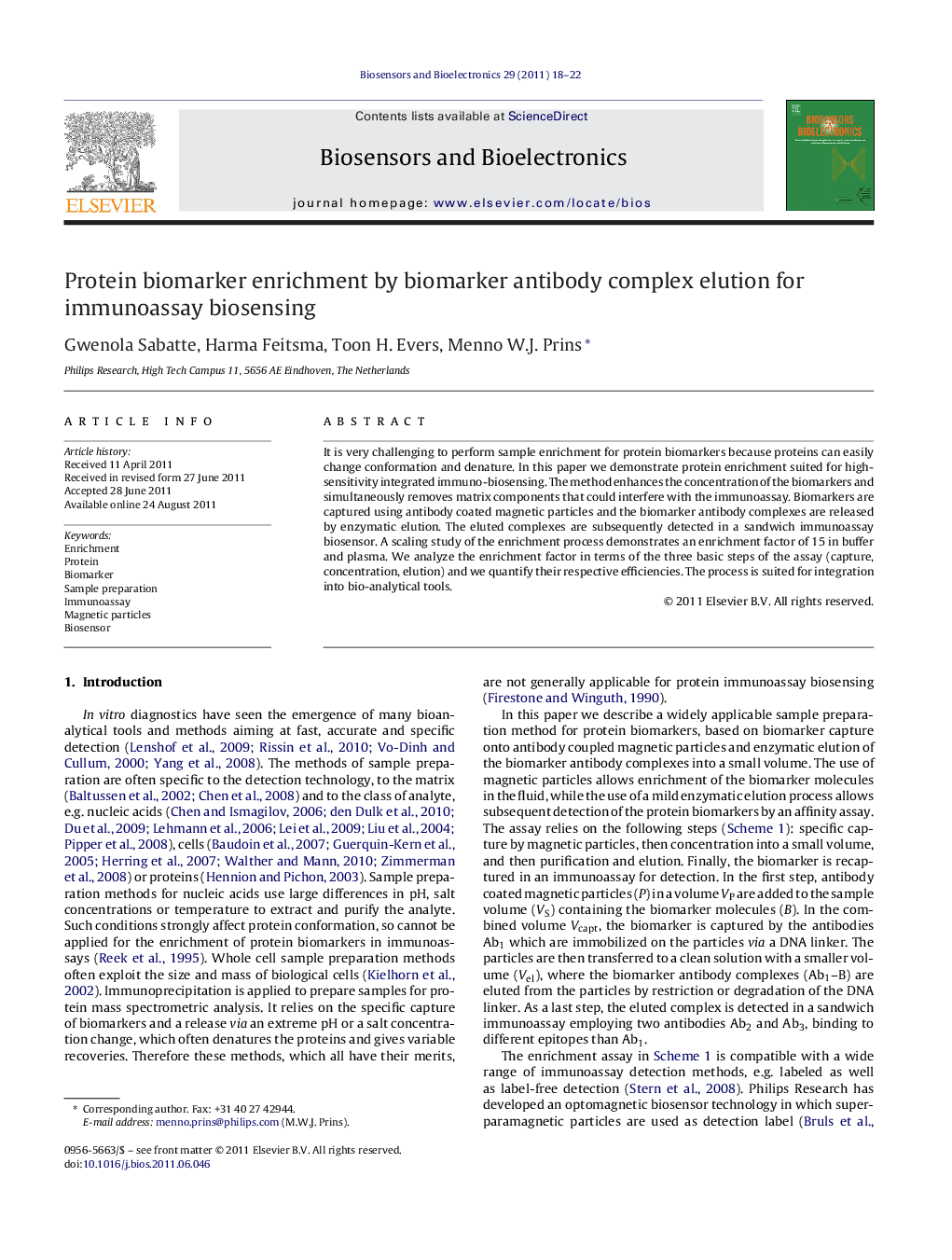 Protein biomarker enrichment by biomarker antibody complex elution for immunoassay biosensing