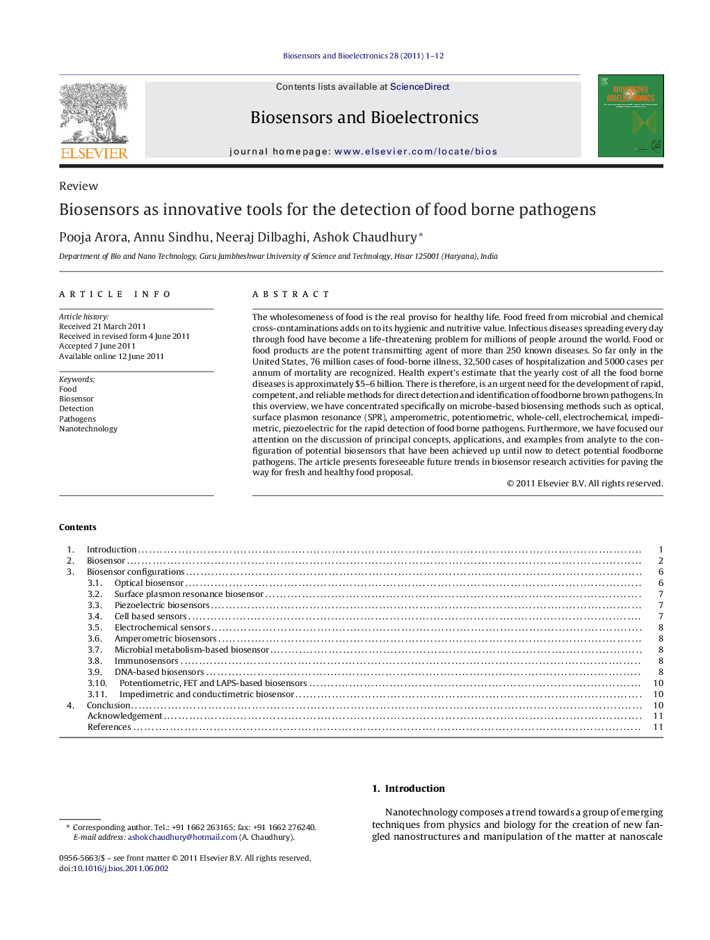 Biosensors as innovative tools for the detection of food borne pathogens