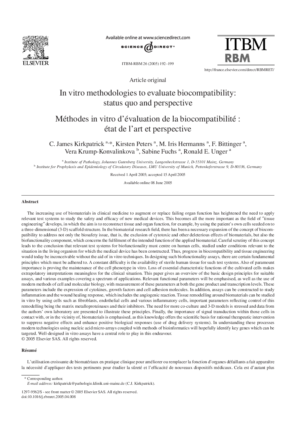 In vitro methodologies to evaluate biocompatibility: status quo and perspective