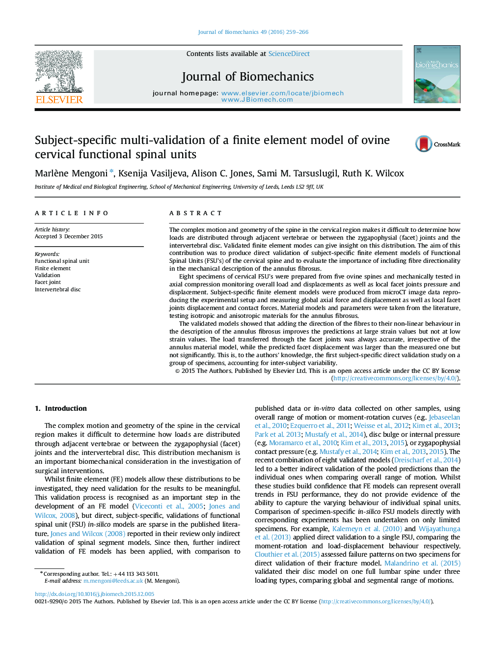 Subject-specific multi-validation of a finite element model of ovine cervical functional spinal units