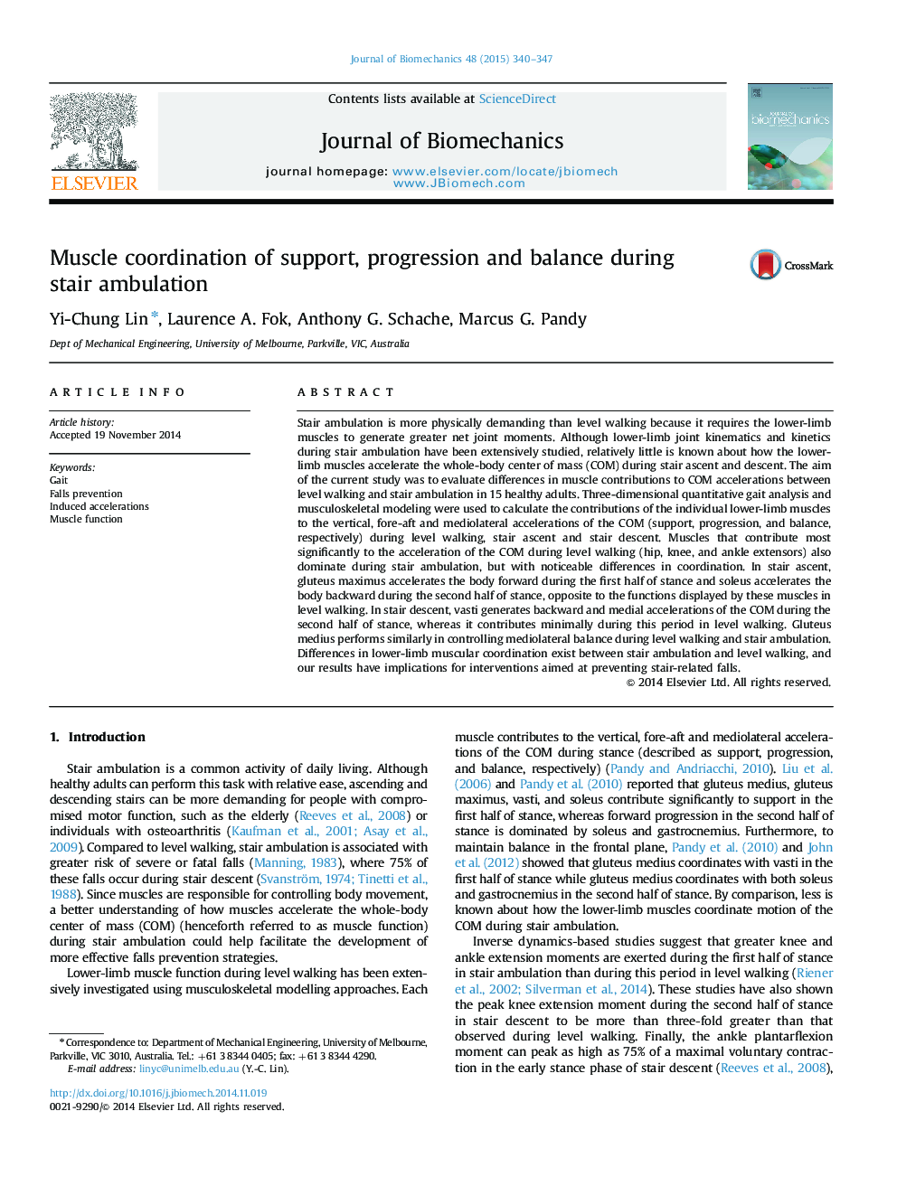 Muscle coordination of support, progression and balance during stair ambulation