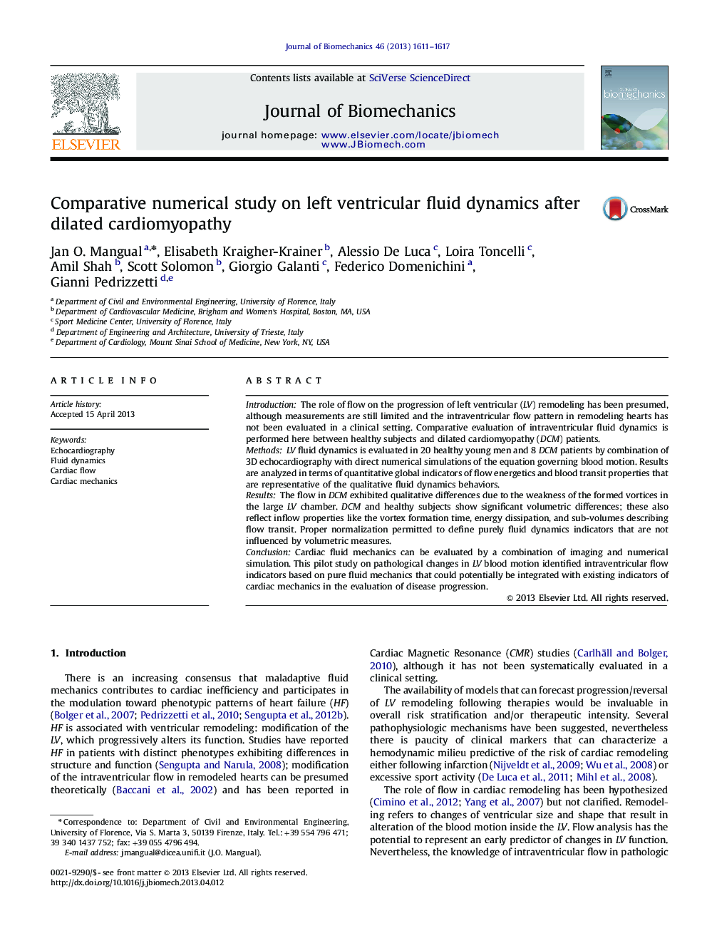 Comparative numerical study on left ventricular fluid dynamics after dilated cardiomyopathy