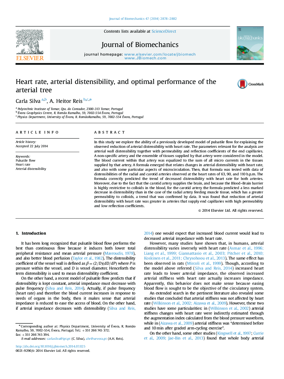 Heart rate, arterial distensibility, and optimal performance of the arterial tree