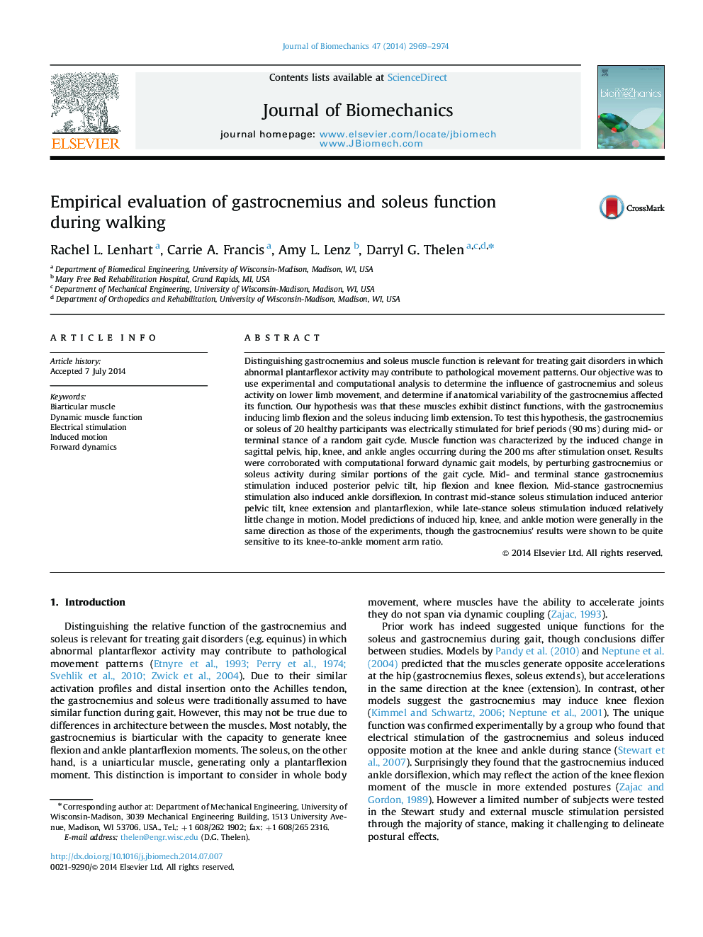 Empirical evaluation of gastrocnemius and soleus function during walking