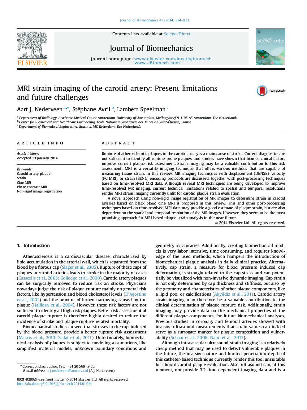 MRI strain imaging of the carotid artery: Present limitations and future challenges