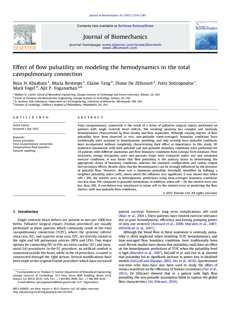 Effect of flow pulsatility on modeling the hemodynamics in the total cavopulmonary connection