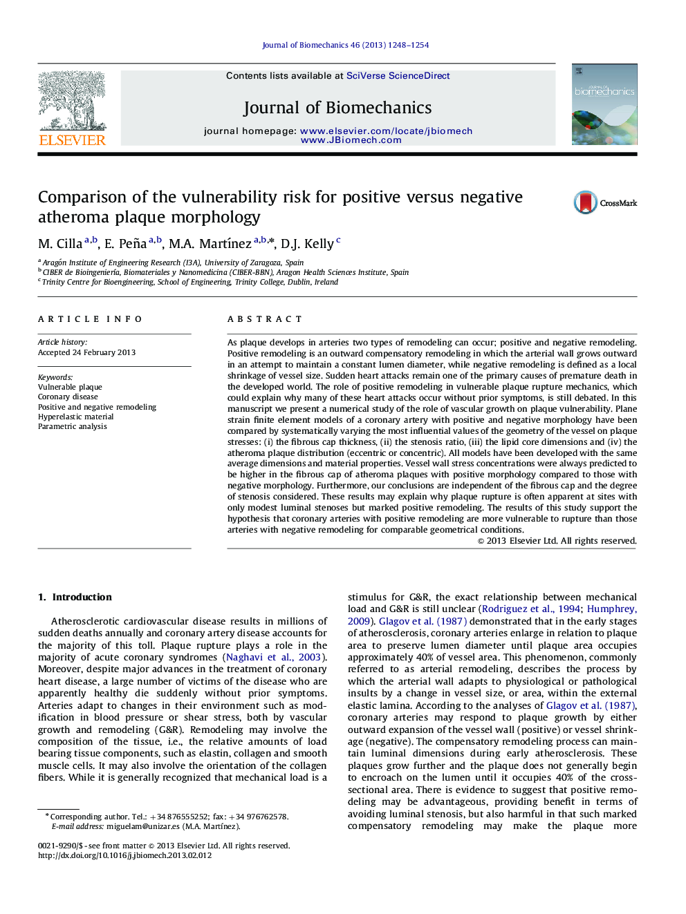 Comparison of the vulnerability risk for positive versus negative atheroma plaque morphology