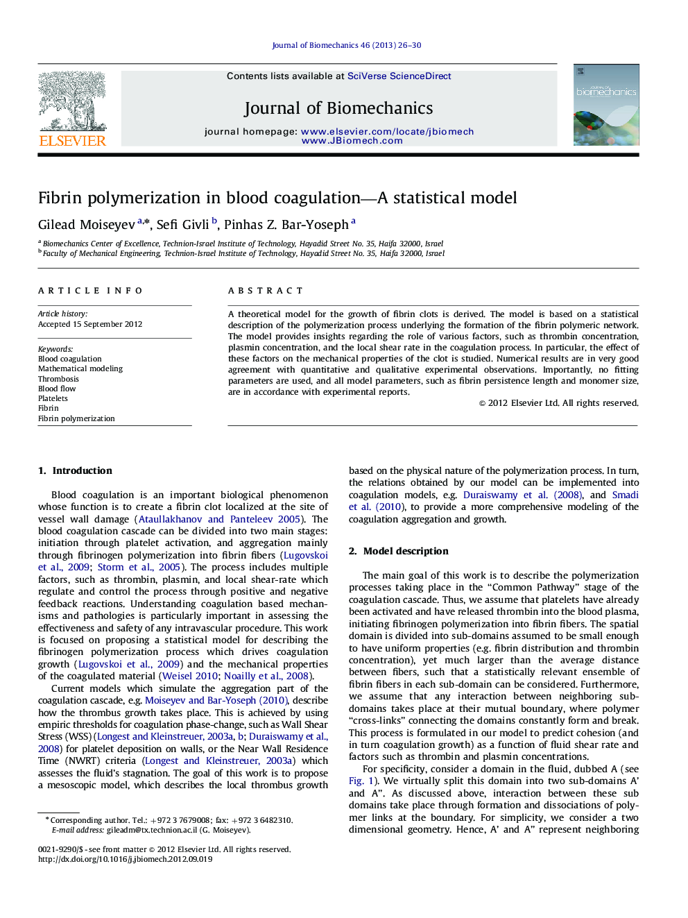 Fibrin polymerization in blood coagulation-A statistical model