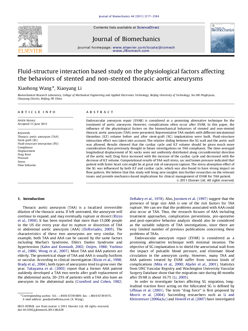 Fluid-structure interaction based study on the physiological factors affecting the behaviors of stented and non-stented thoracic aortic aneurysms