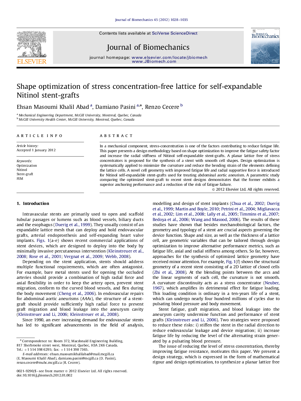 Shape optimization of stress concentration-free lattice for self-expandable Nitinol stent-grafts