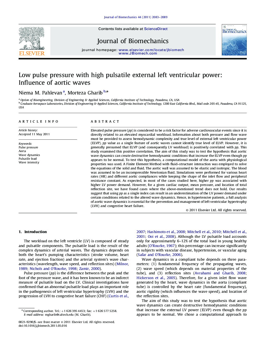 Low pulse pressure with high pulsatile external left ventricular power: Influence of aortic waves