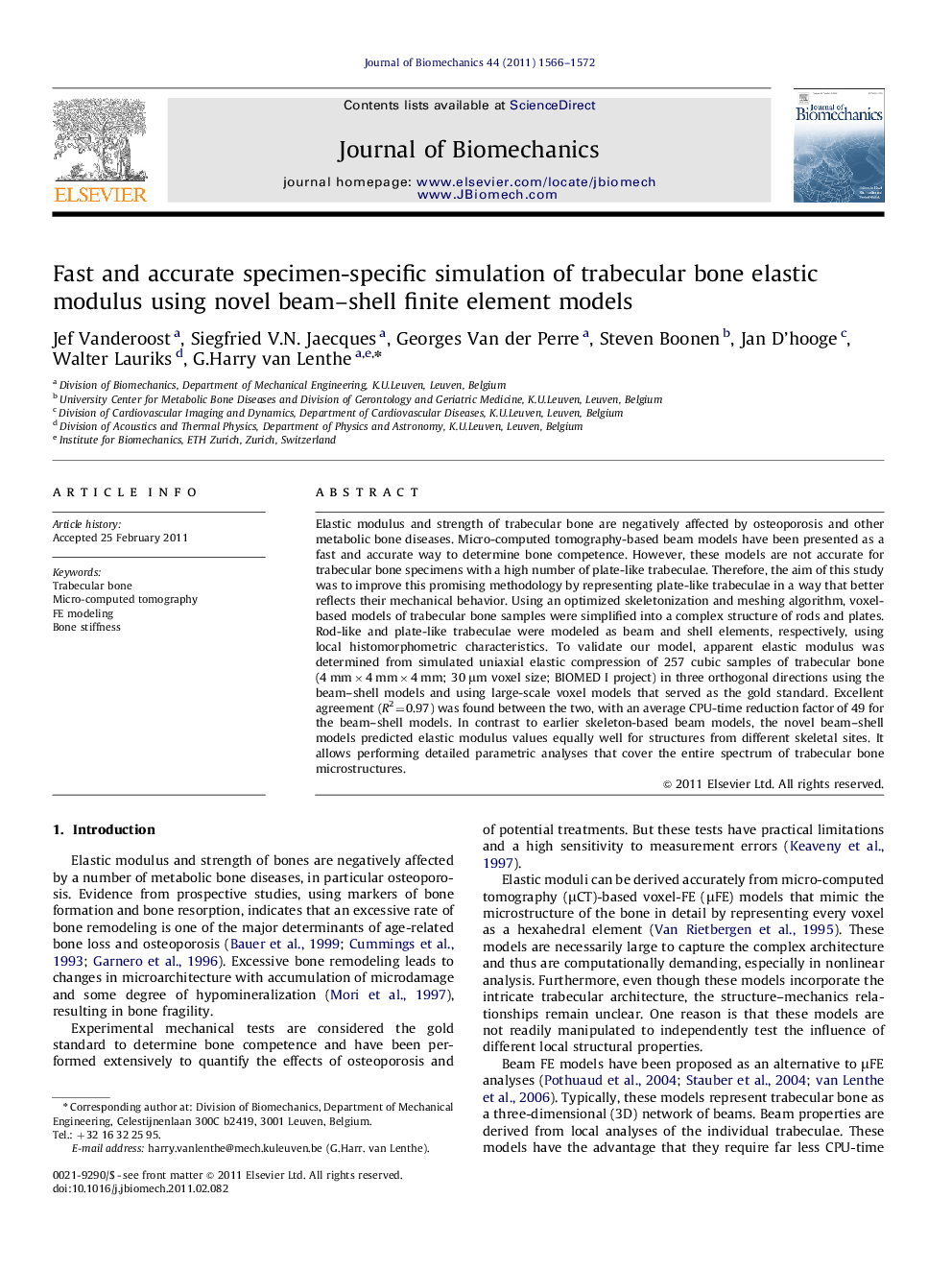 Fast and accurate specimen-specific simulation of trabecular bone elastic modulus using novel beam-shell finite element models