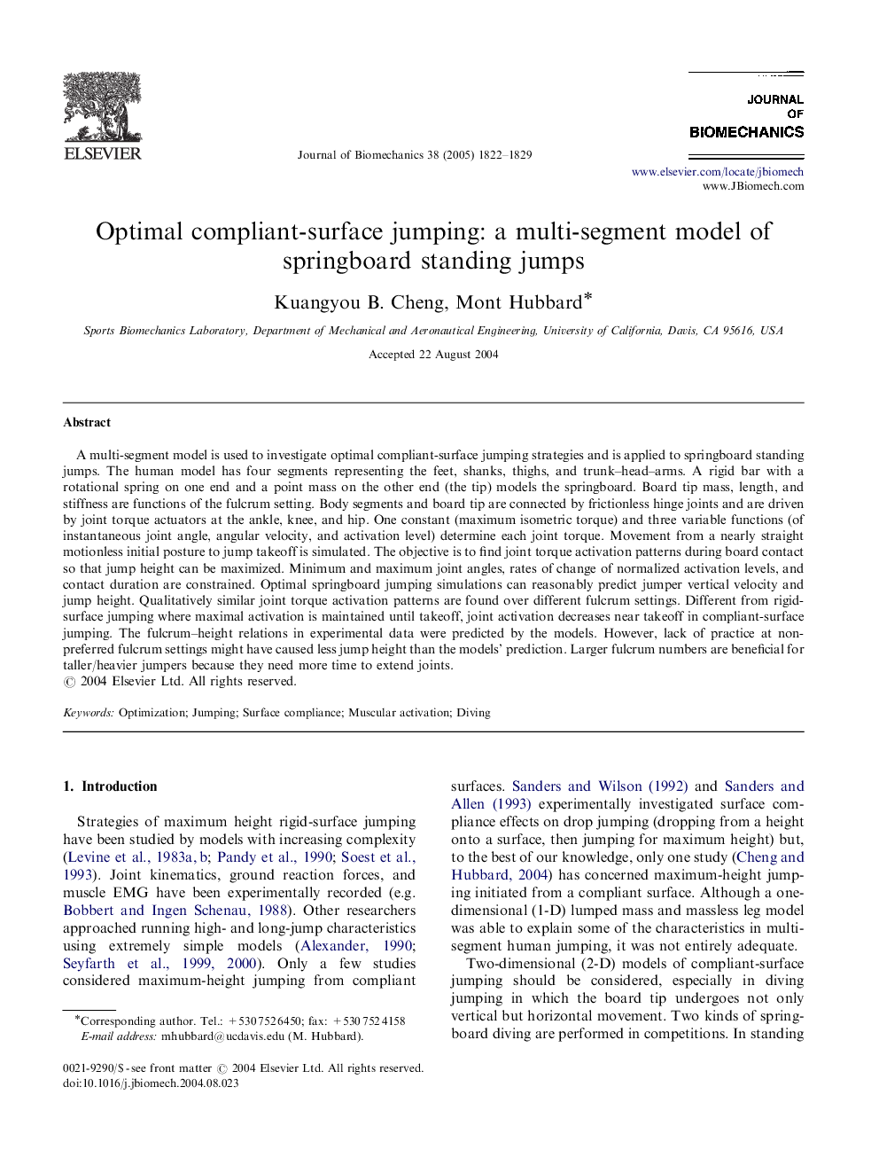 Optimal compliant-surface jumping: a multi-segment model of springboard standing jumps