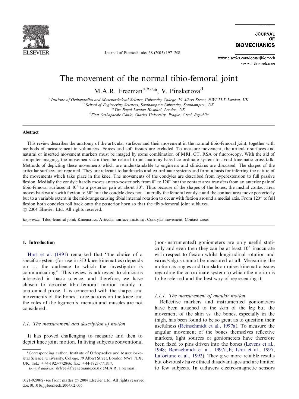 The movement of the normal tibio-femoral joint