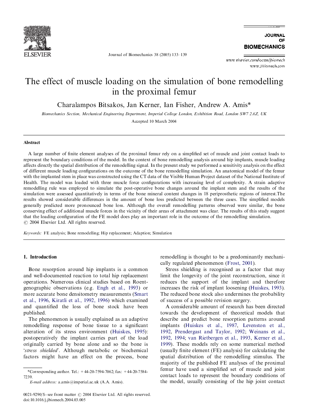 The effect of muscle loading on the simulation of bone remodelling in the proximal femur