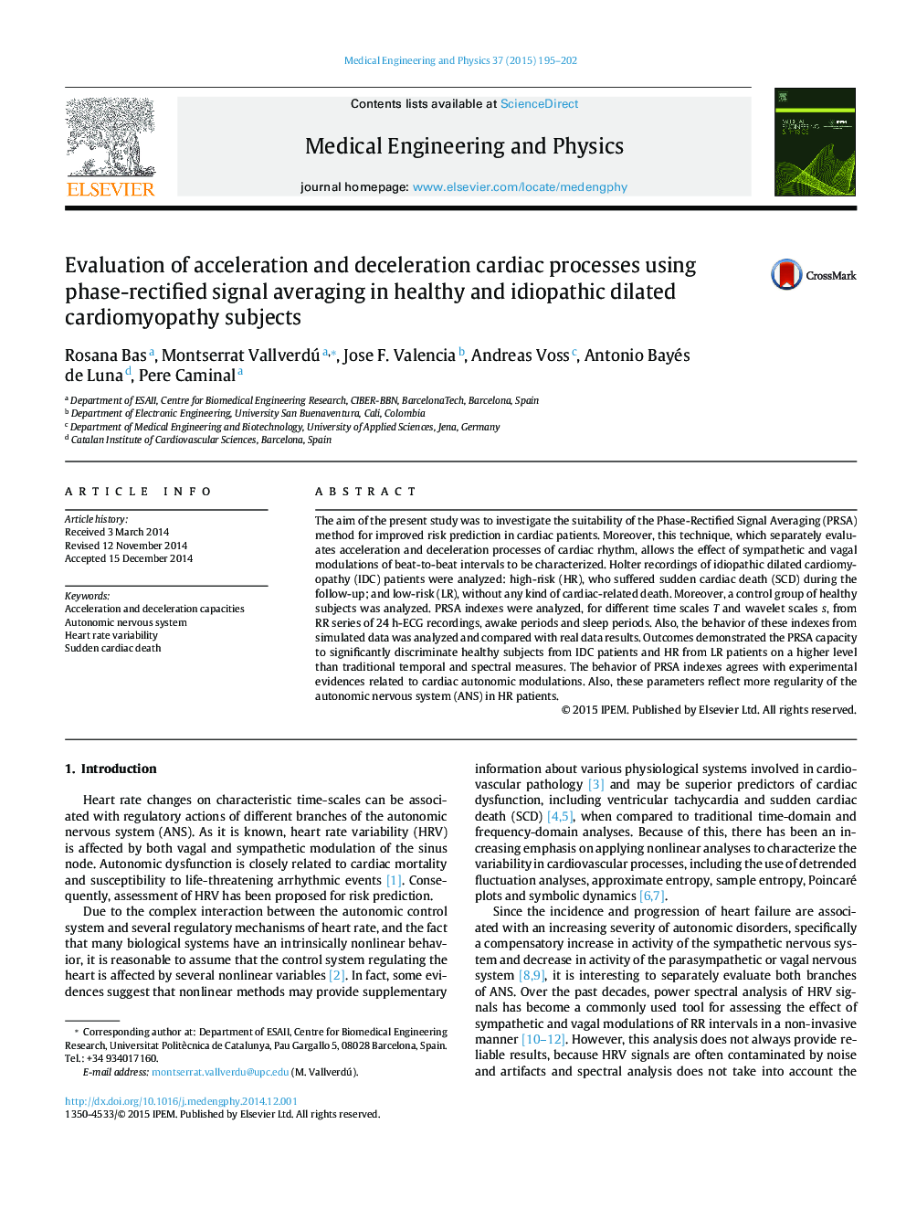 Evaluation of acceleration and deceleration cardiac processes using phase-rectified signal averaging in healthy and idiopathic dilated cardiomyopathy subjects