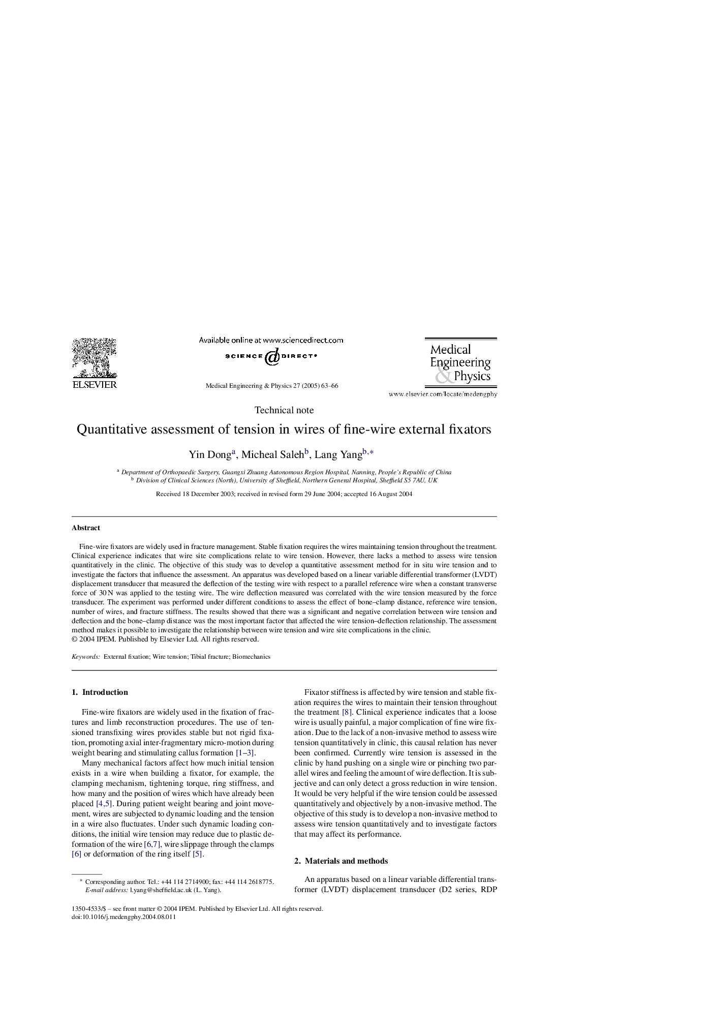 Quantitative assessment of tension in wires of fine-wire external fixators