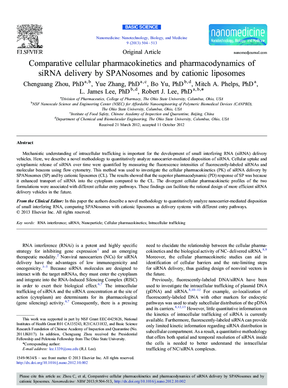 Comparative cellular pharmacokinetics and pharmacodynamics of siRNA delivery by SPANosomes and by cationic liposomes