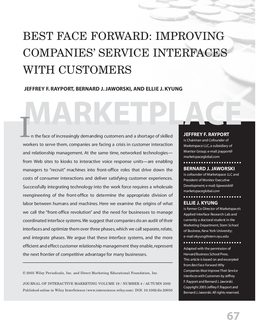 Best face forward: Improving companies' service interfaces with customers