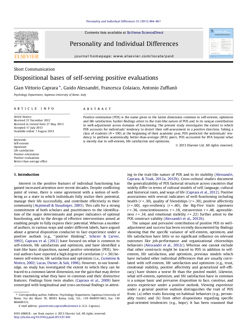 Dispositional bases of self-serving positive evaluations