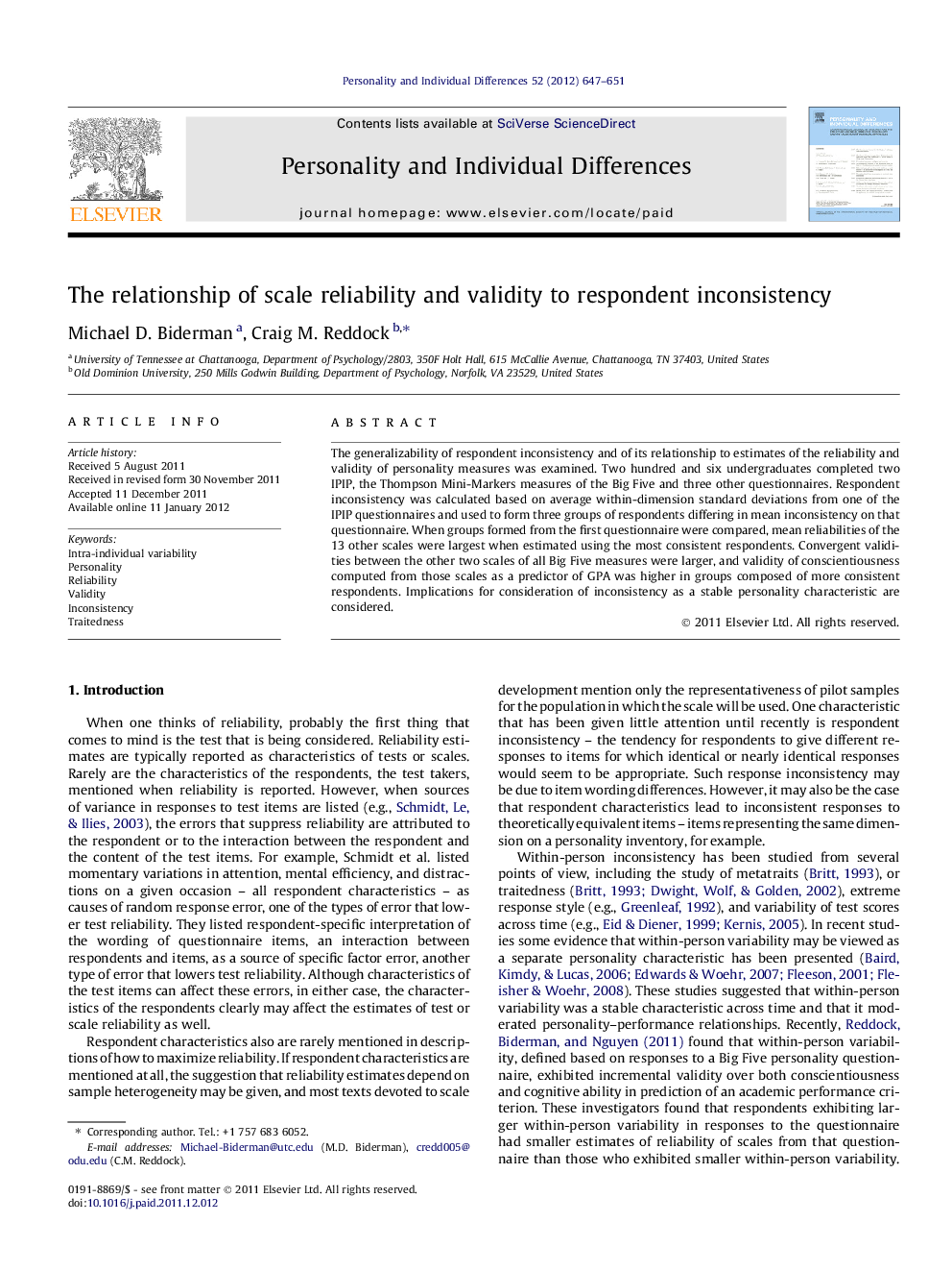 The relationship of scale reliability and validity to respondent inconsistency