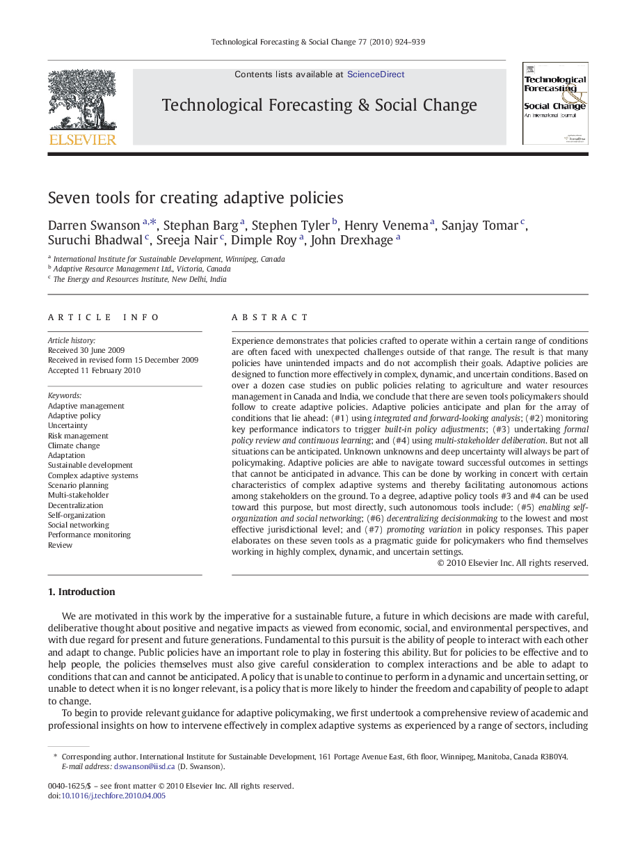 Seven tools for creating adaptive policies