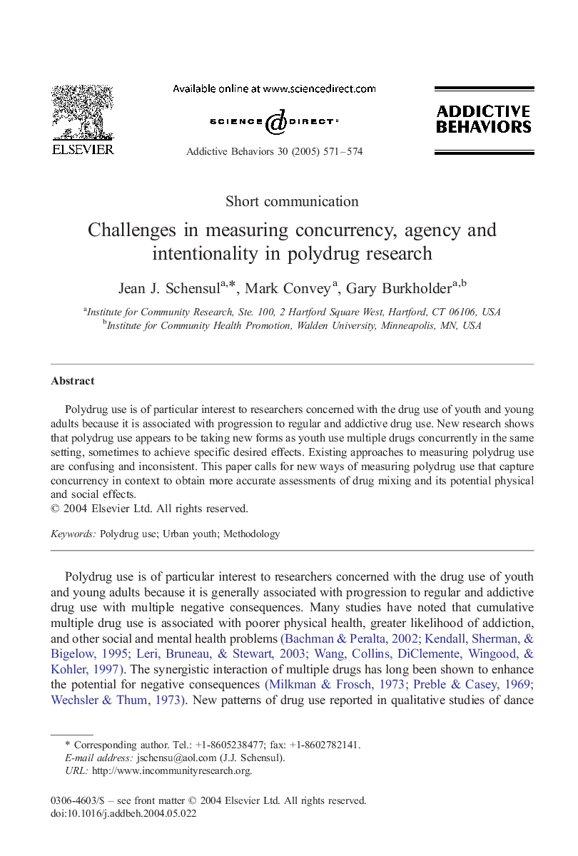 Challenges in measuring concurrency, agency and intentionality in polydrug research