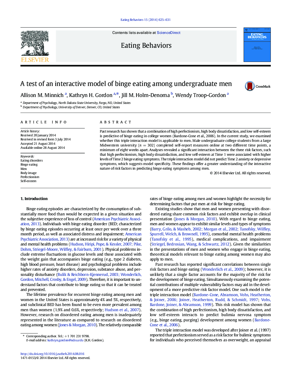 A test of an interactive model of binge eating among undergraduate men