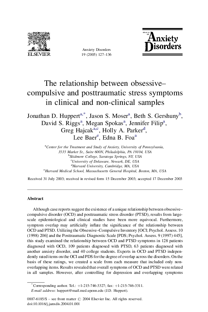 The relationship between obsessive-compulsive and posttraumatic stress symptoms in clinical and non-clinical samples