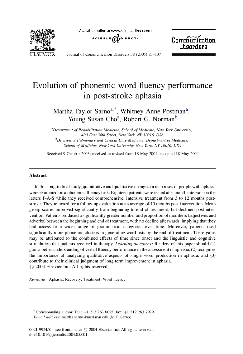 Evolution of phonemic word fluency performance in post-stroke aphasia