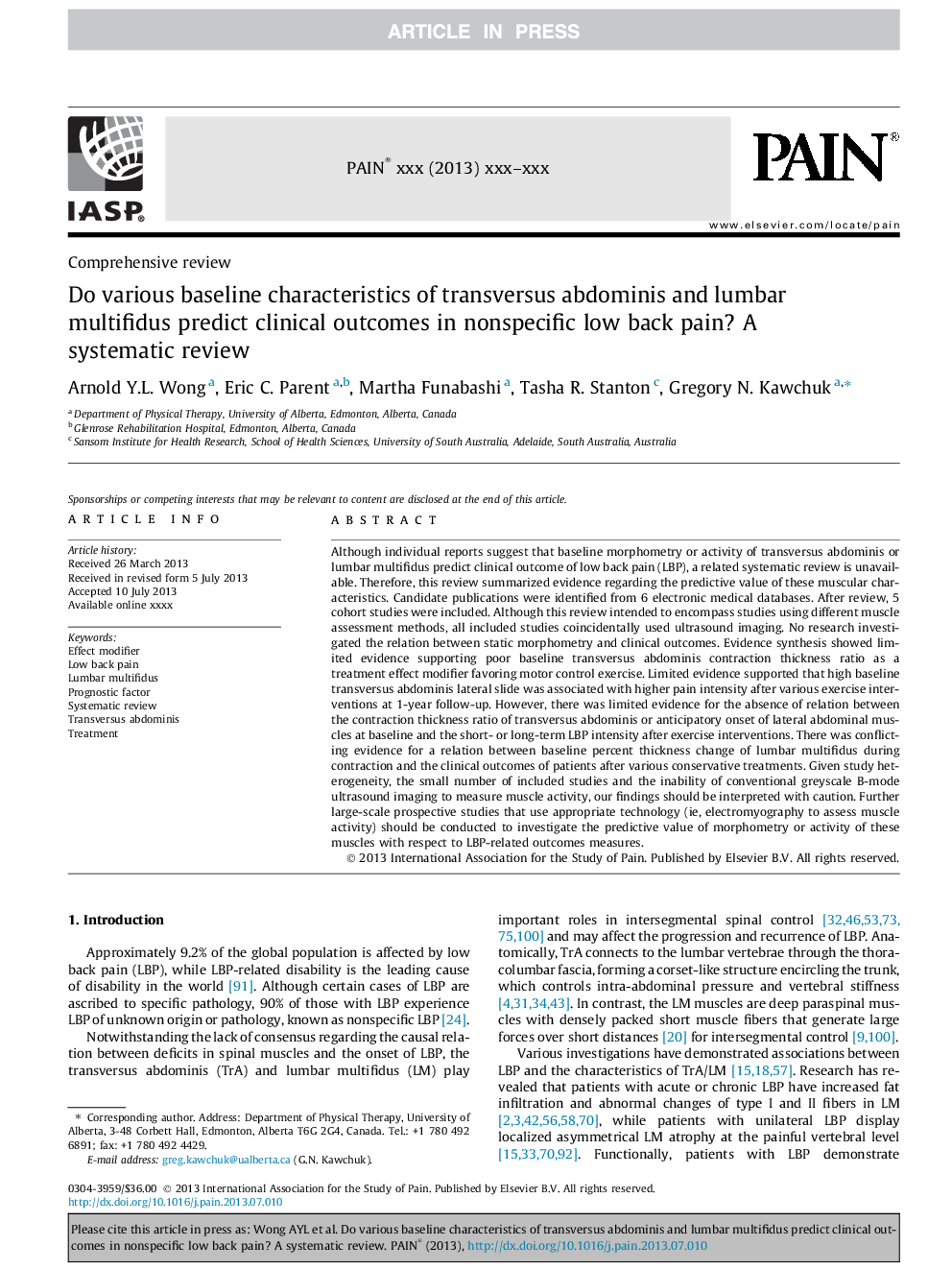 آیا ویژگی های ابتدایی مختلفی از شکم های شکمی و چند قطبی کمری پیش بینی نتایج بالینی در کمردرد غیرطبیعی دارند؟ بررسی سیستماتیک 