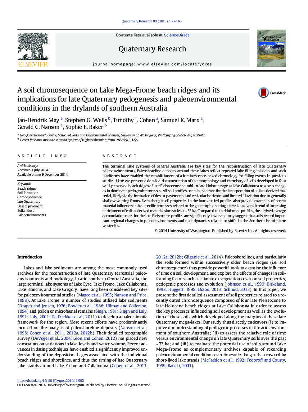 A soil chronosequence on Lake Mega-Frome beach ridges and its implications for late Quaternary pedogenesis and paleoenvironmental conditions in the drylands of southern Australia