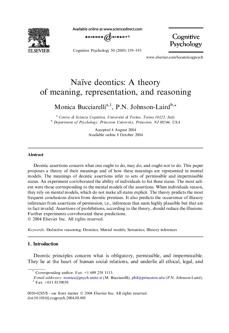 Naïve deontics: A theory of meaning, representation, and reasoning