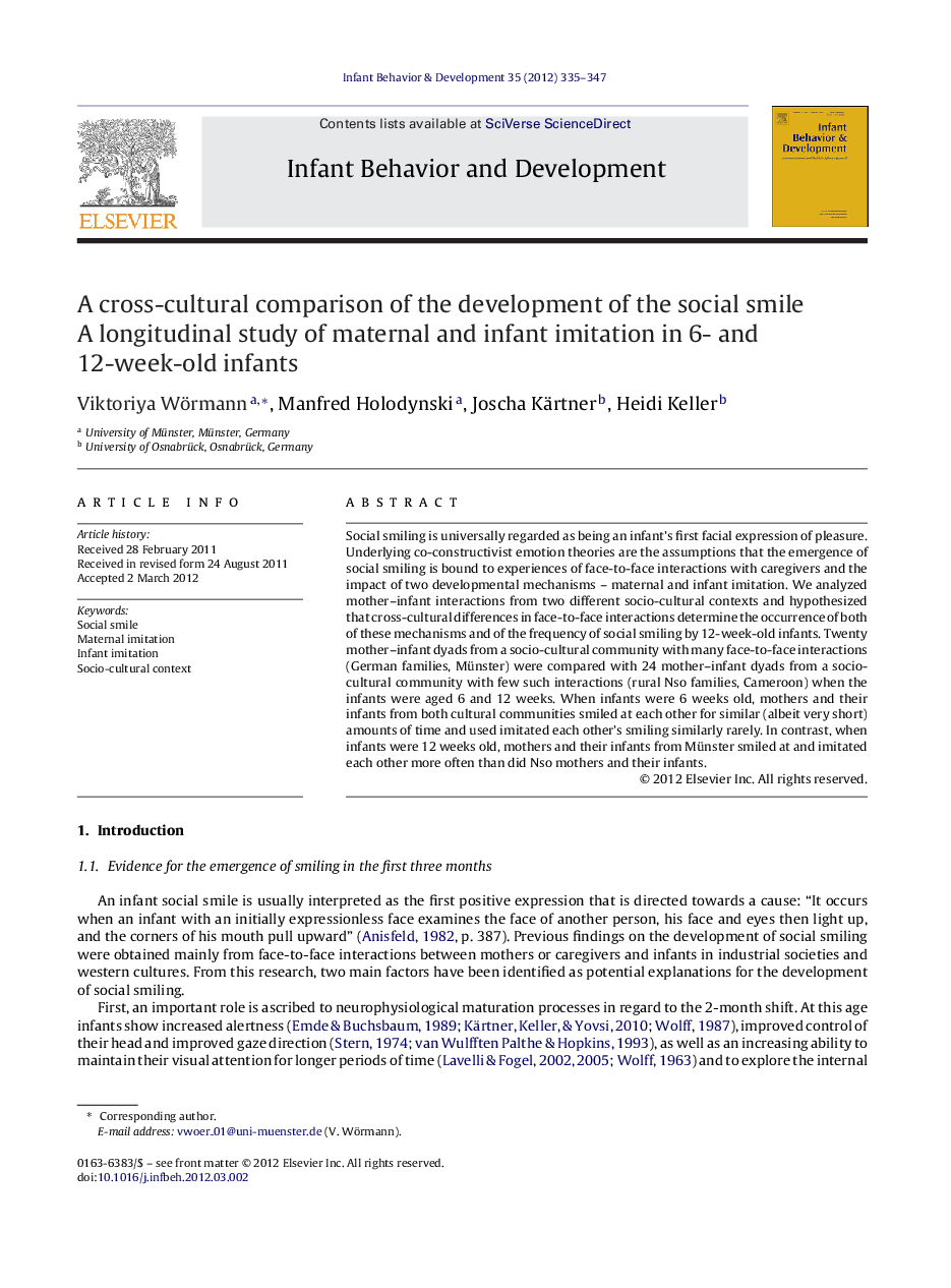 A cross-cultural comparison of the development of the social smile