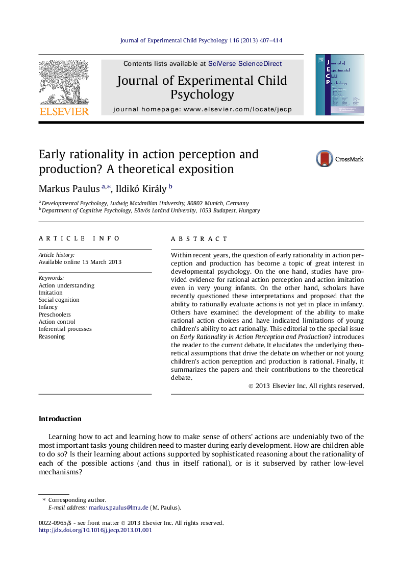 Early rationality in action perception and production? A theoretical exposition