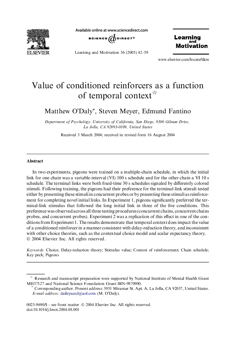 Value of conditioned reinforcers as a function of temporal context
